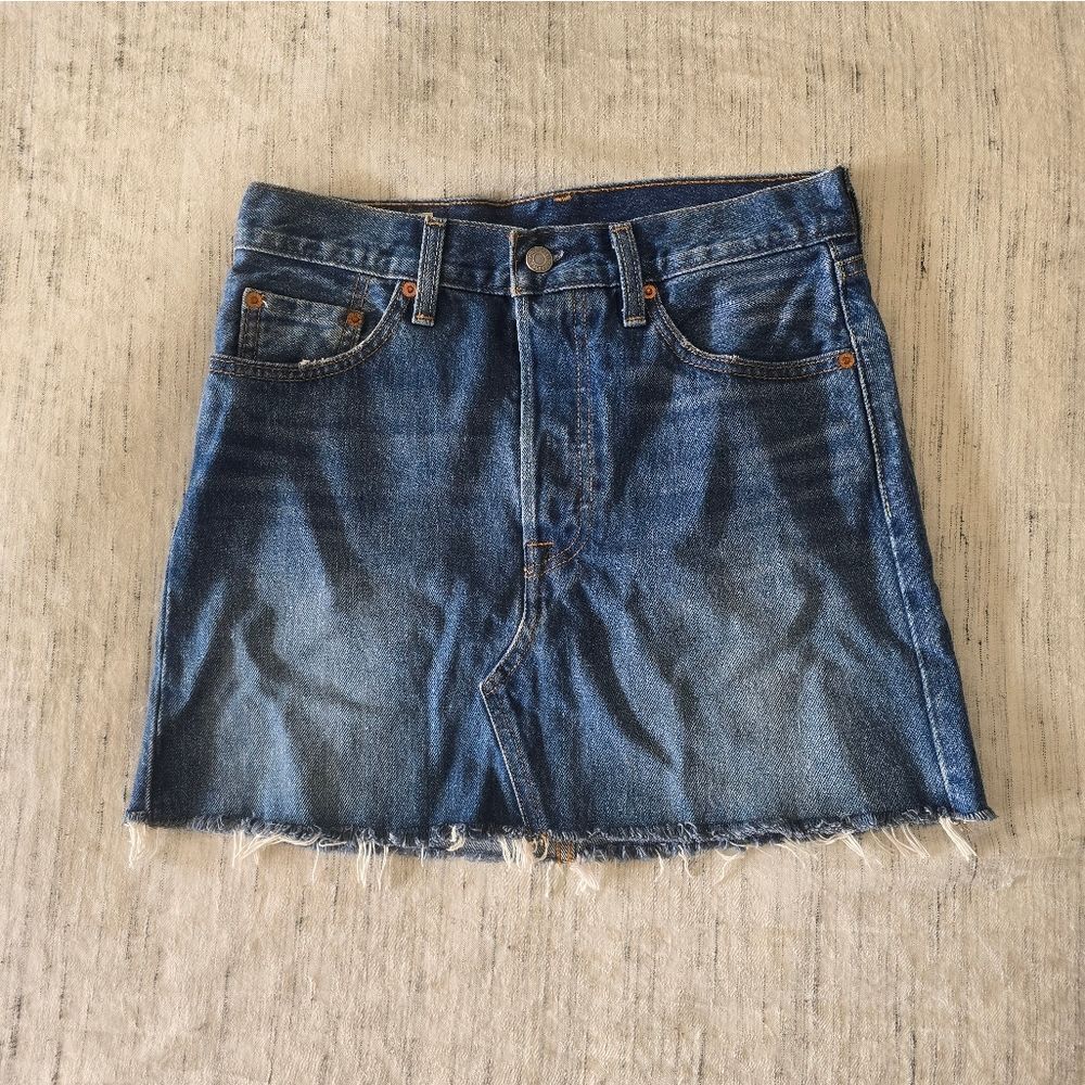 Levi's Denim Frayed Hem Mini Skirt